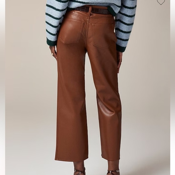 J. Crew Slim wide-leg pant in faux leather in brown sugar size 26 NWT BU138 - Picture 2 of 13